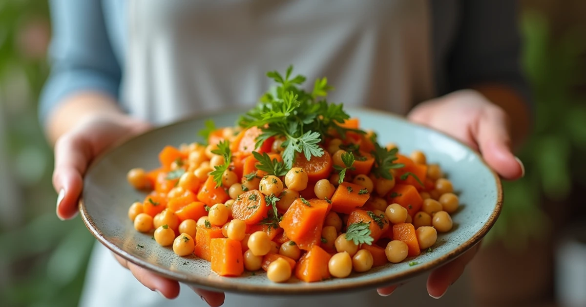 carrot and chickpea salad with parsley lemon