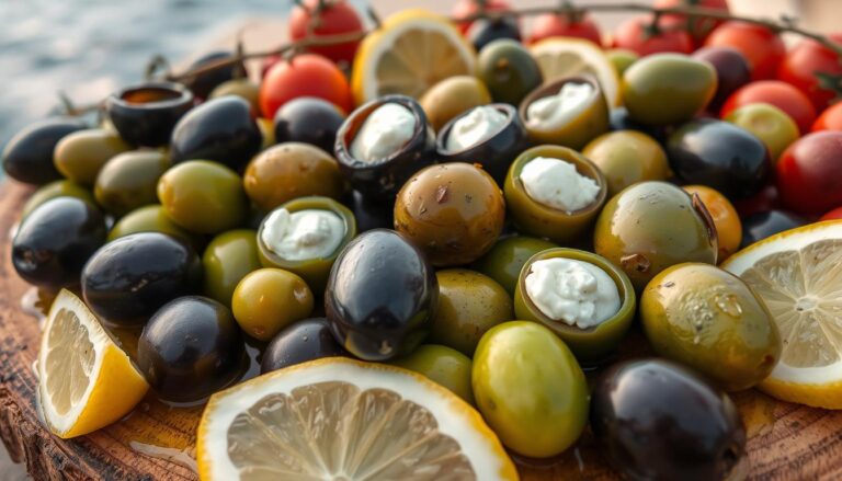 greek food olives stuffed with cheese​