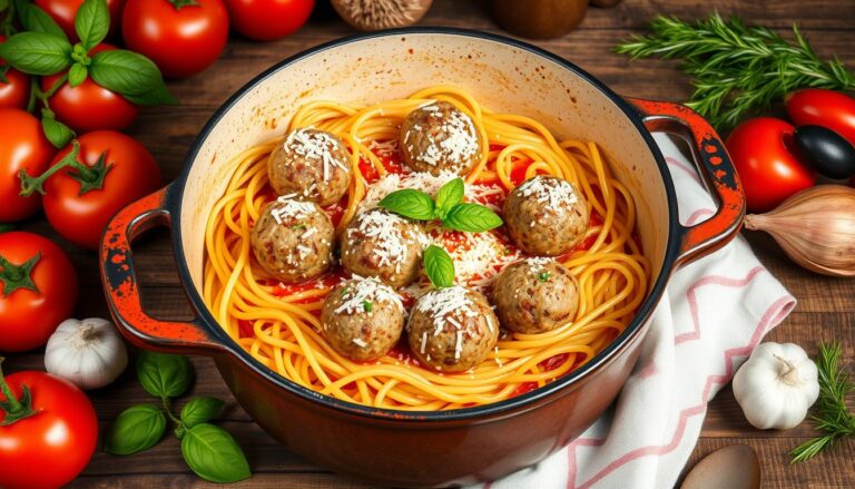 Spaghetti and Meatballs in a Dutch Oven