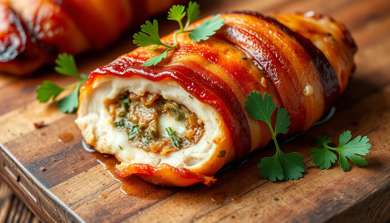 bacon wrapped stuffed chicken breast